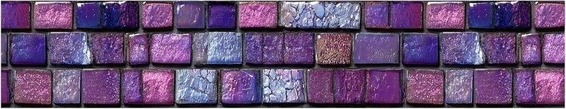IOHEFY Purple Brick Wallpaper Border 196x4 Inch Peel and Stick Wall Border Iridescent Mosaic Pattern Removable Vinyl Wall Trim for Bathroom Kitchen Home Decor - Image 2